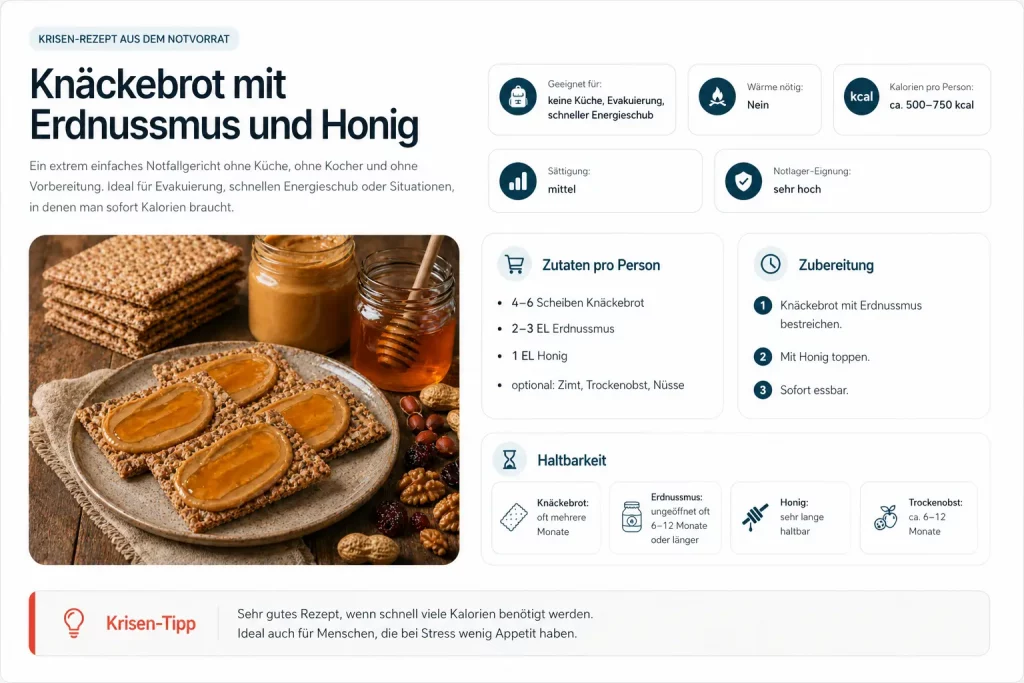 Knäckebrot mit Erdnussmus und Honig