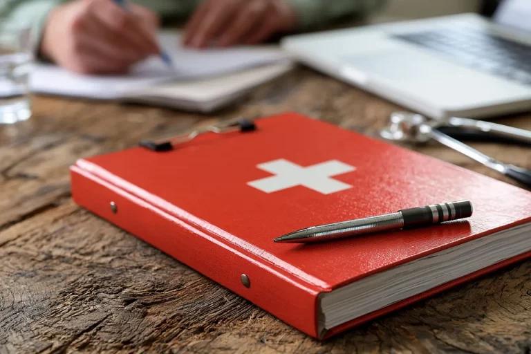 Rotes Buch mit Schweizer Kreuz